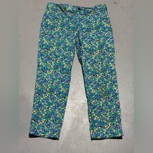 Banana Republic Blue and Green Trousers Vibrant Floral Print